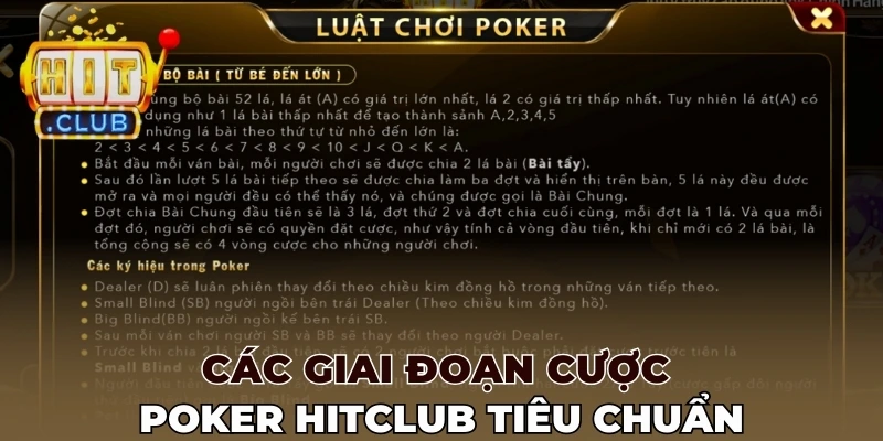 Các giai đoạn cược Poker Hitclub tiêu chuẩn