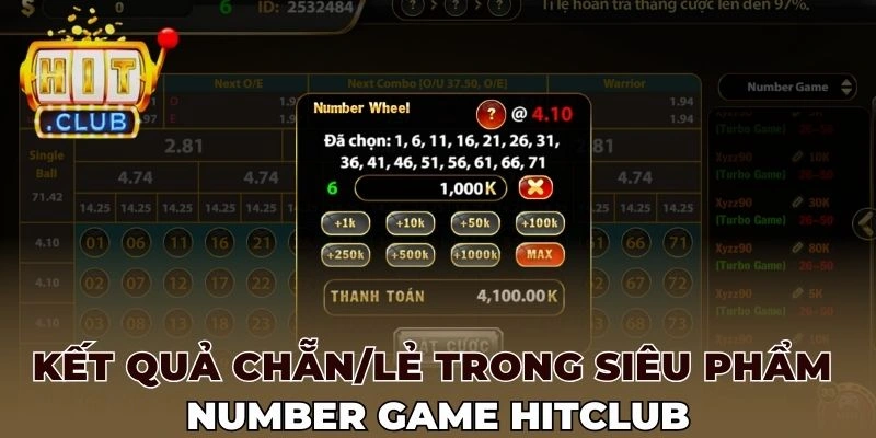 Kết quả Chẵn/Lẻ trong siêu phẩm Number game Hitclub