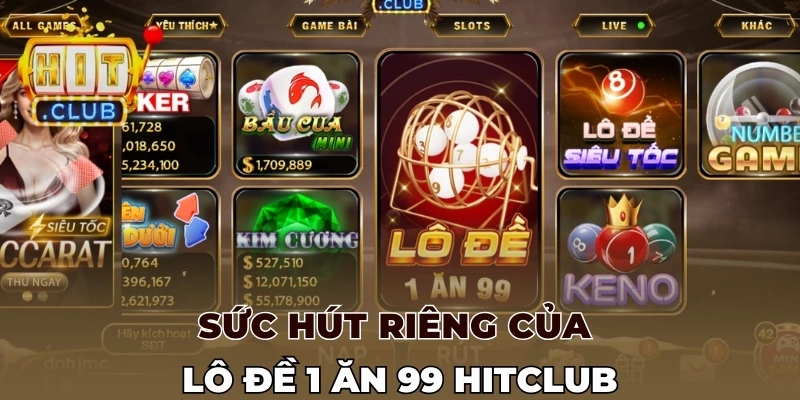 Sức hút riêng của Lô đề 1 ăn 99 Hitclub