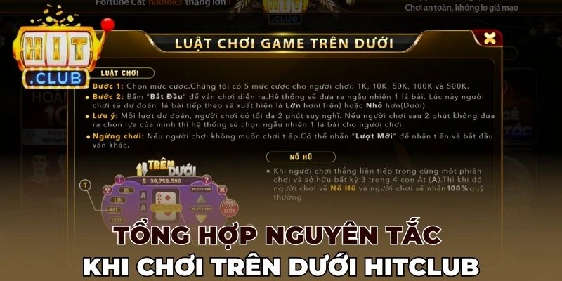 Tổng hợp nguyên tắc khi chơi Trên dưới Hitclub